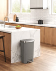HANA 45L/ 11.9 Gallon Plastic Resin Step Kitchen Trash Can-Gray