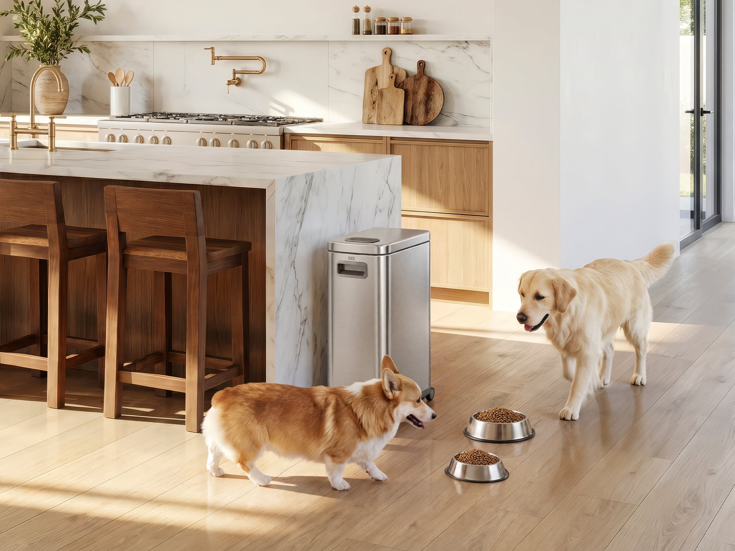 衛生日用品 R.E.G. O-K ALL STAINLESS 45 EKO 45 lb airtight stainless steel pet food storage container with