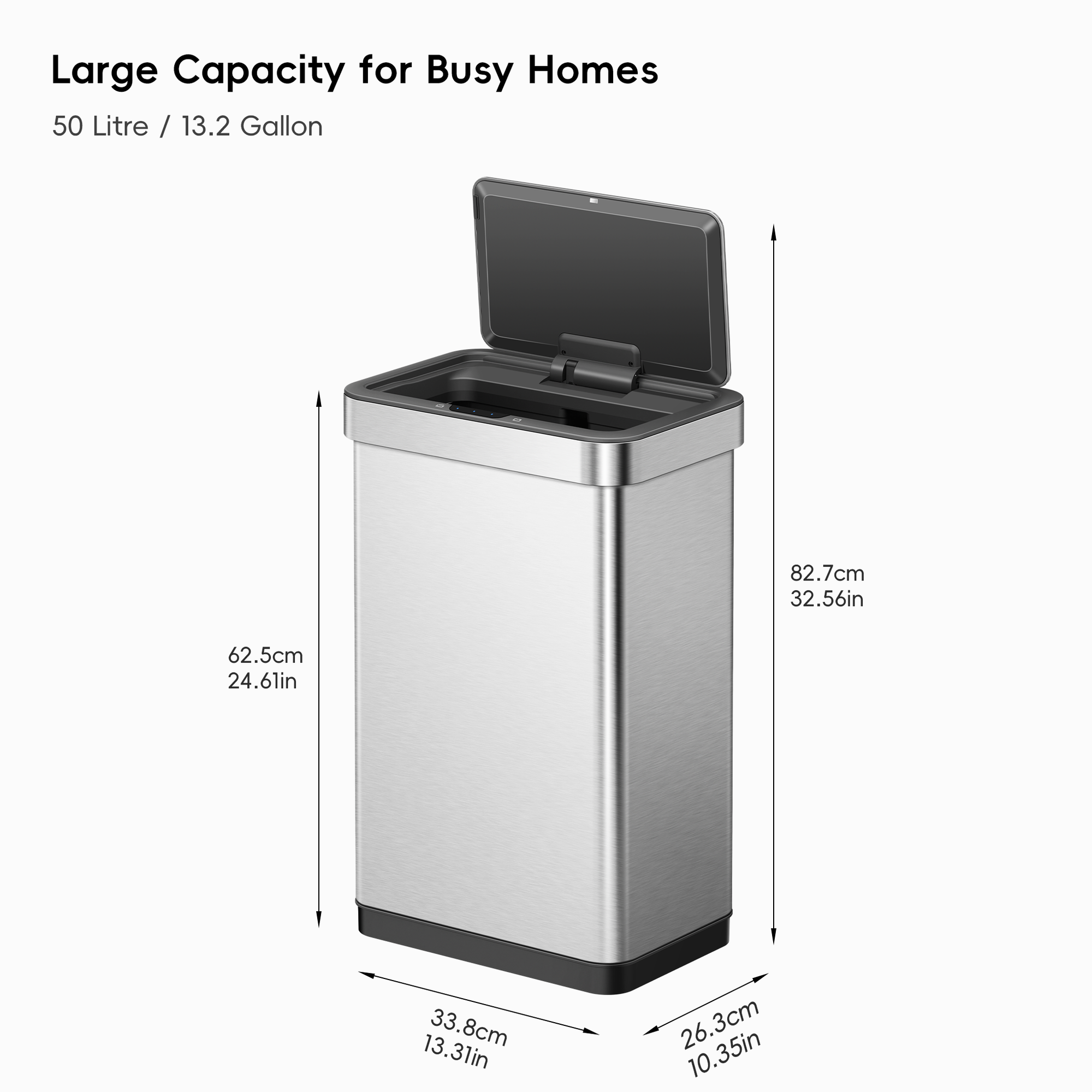 EcoNova 13 Gallon/50 Liter Stainless Steel Motion Sensor Trash Can