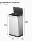 EcoNova 13 Gallon/50 Liter Stainless Steel Motion Sensor Trash Can