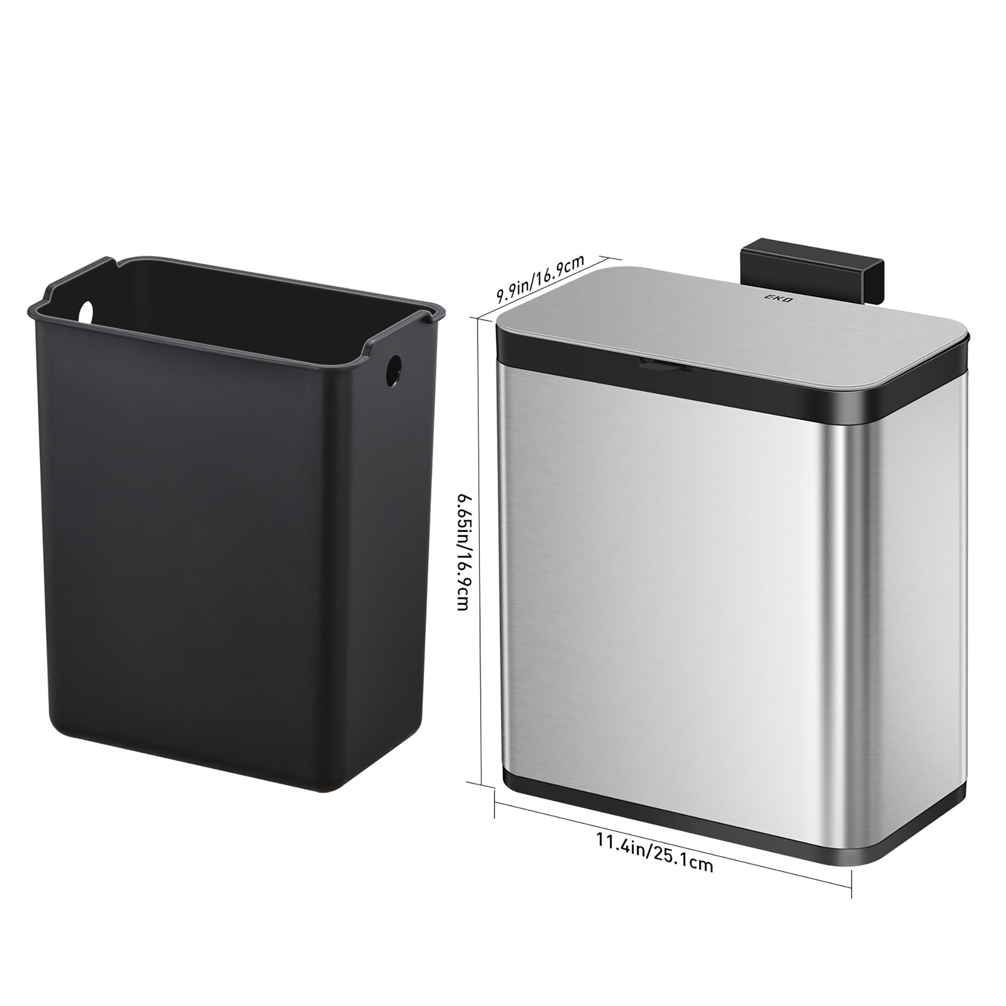 Deluxe Puro Compost Bin with Liner - 7L / 1.85 Gal (Stainless &amp; Black)