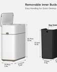 Bono Sensor Bathroom Trash Can with Lid - 8L/2.1 Gallon-White