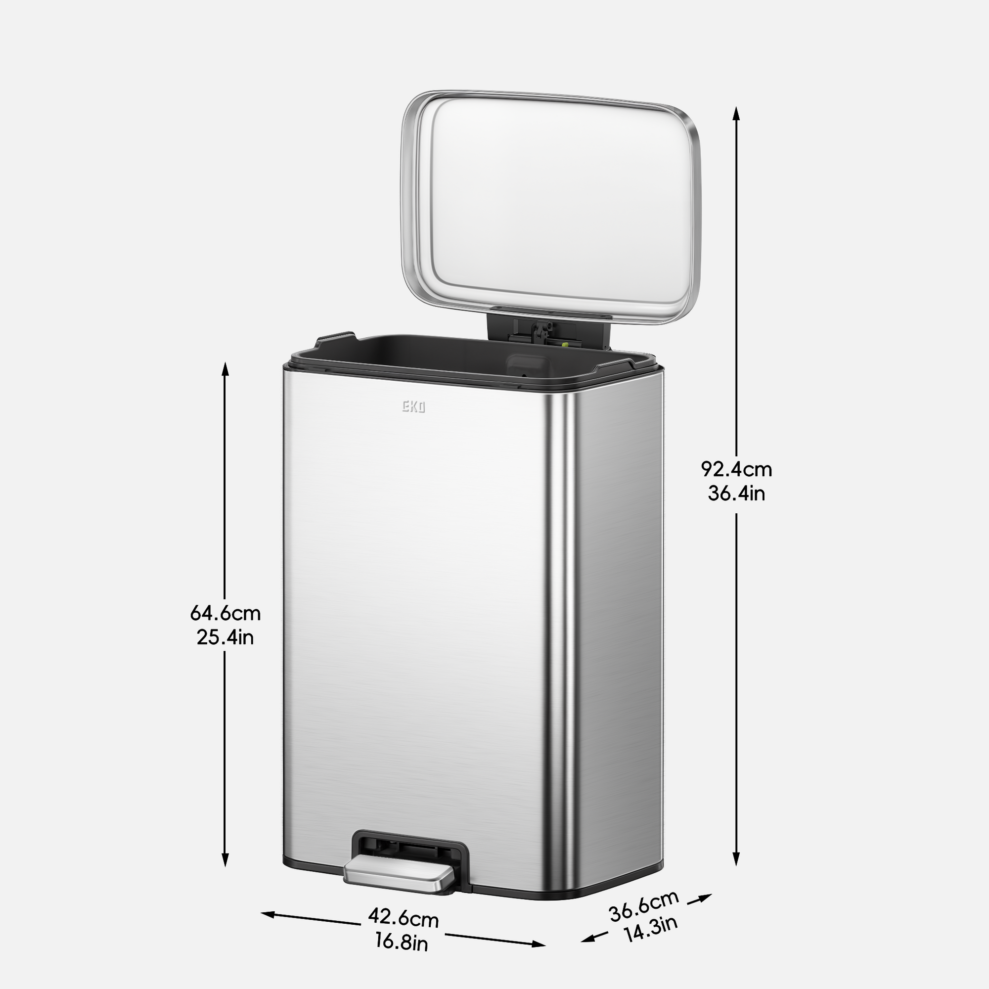 Maxwell Step On Foot Pedal Trash Can, 13.2 Gallon/50L Stainless Steel Finish