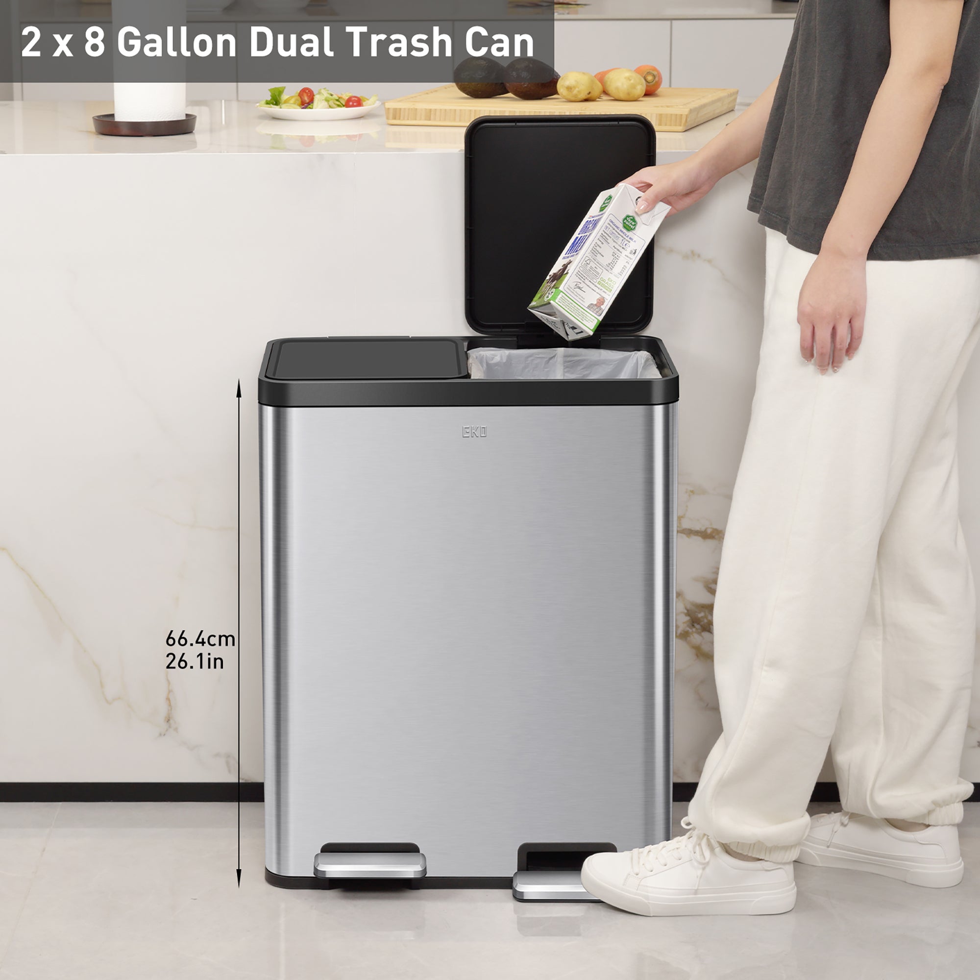 eko x cube pedal bin 30l Essential Step Recycling Can