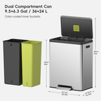 EcoCasa II Dual Compartment Step Recycling Can with Liners