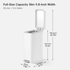 Hudson Slim Step Trash Can, 50 L