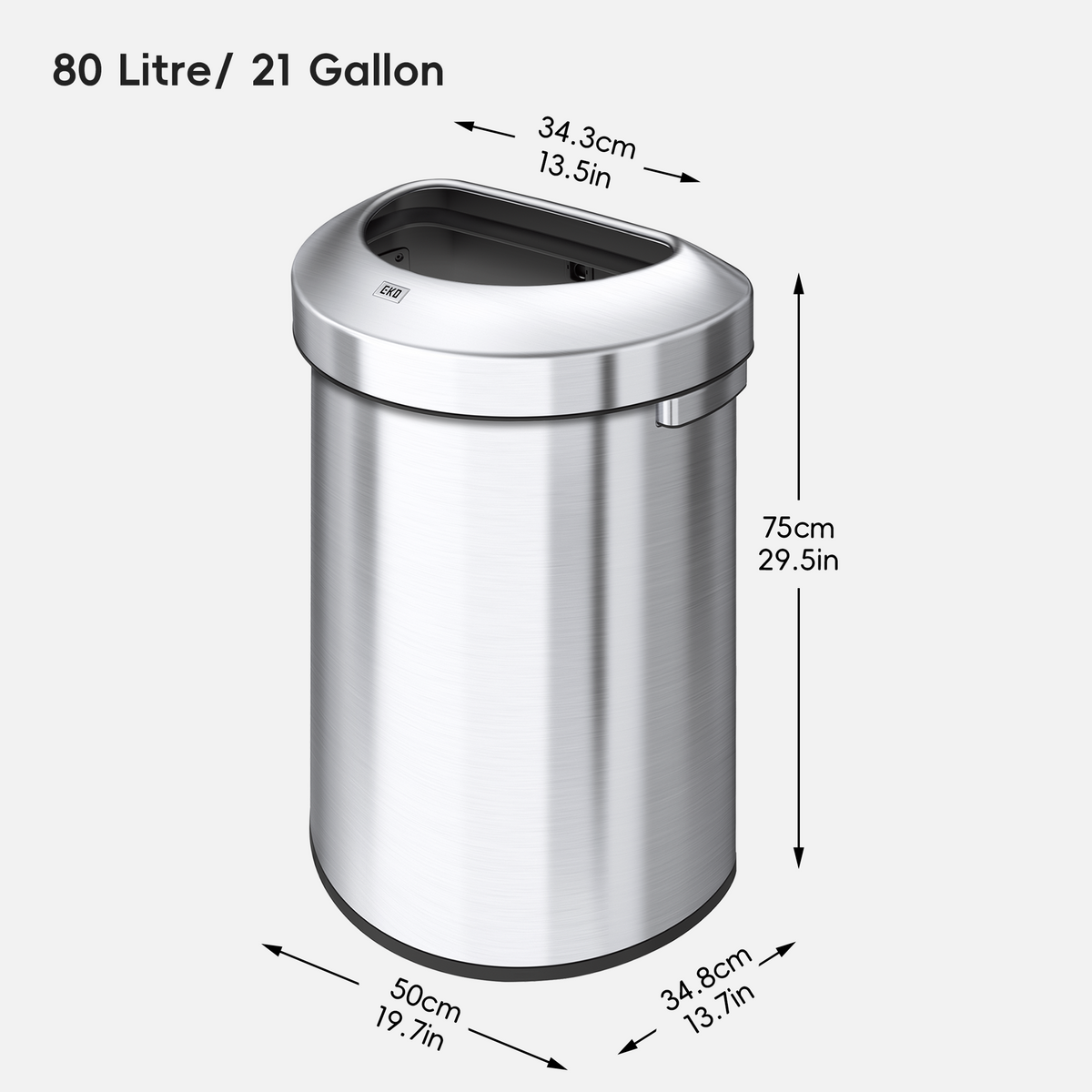 Urban Semi-Round Open Top Trash Can