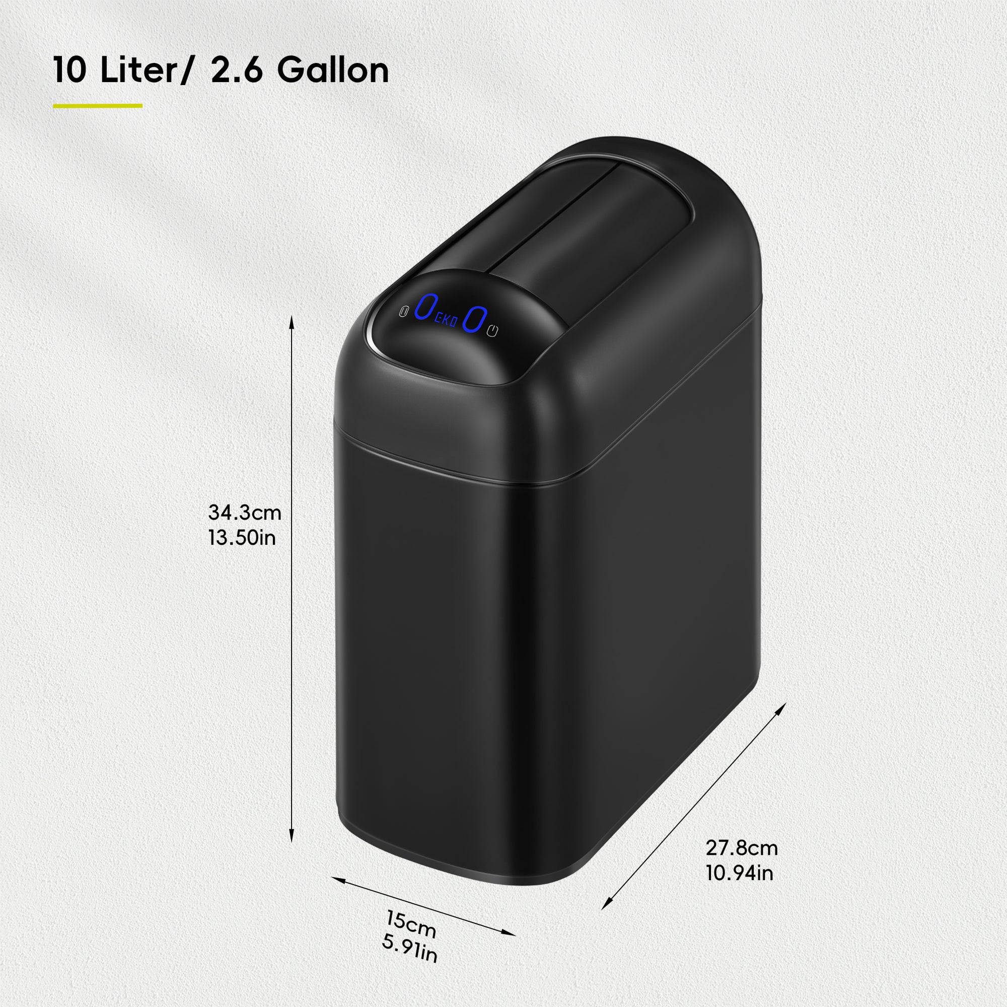 Astro  10L / 2.6 Gallon Slim Sensor Trash Can with Soft-Close Butterfly Lid