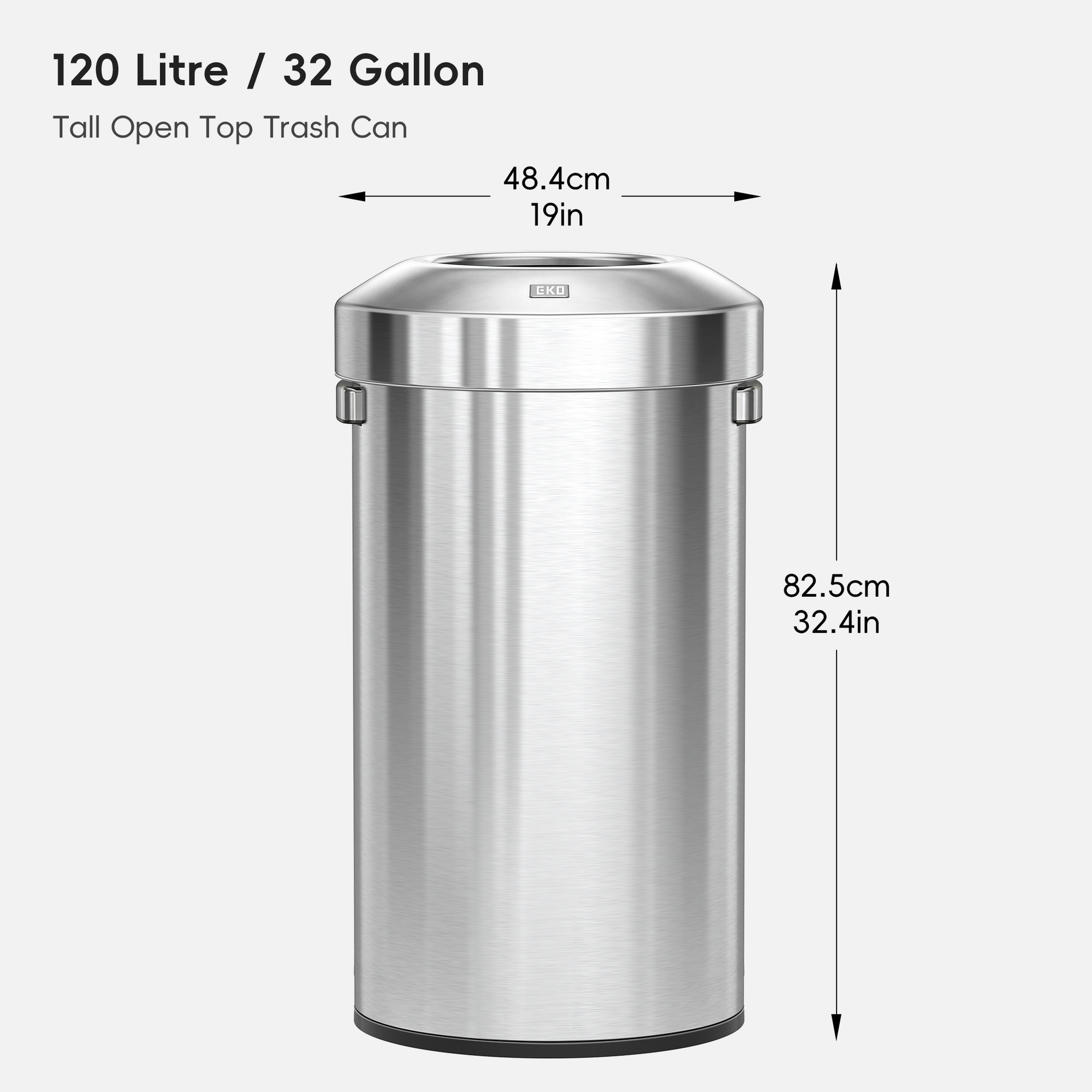 Urban Round Open Top Can Commercial Grade - 120L / 32 Gal