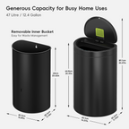 Mirage Semi-Round Motion Sensor Trash Can, 47 L