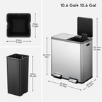 EcoCasa Plus Dual Recycling Trash Can, 40+40 L