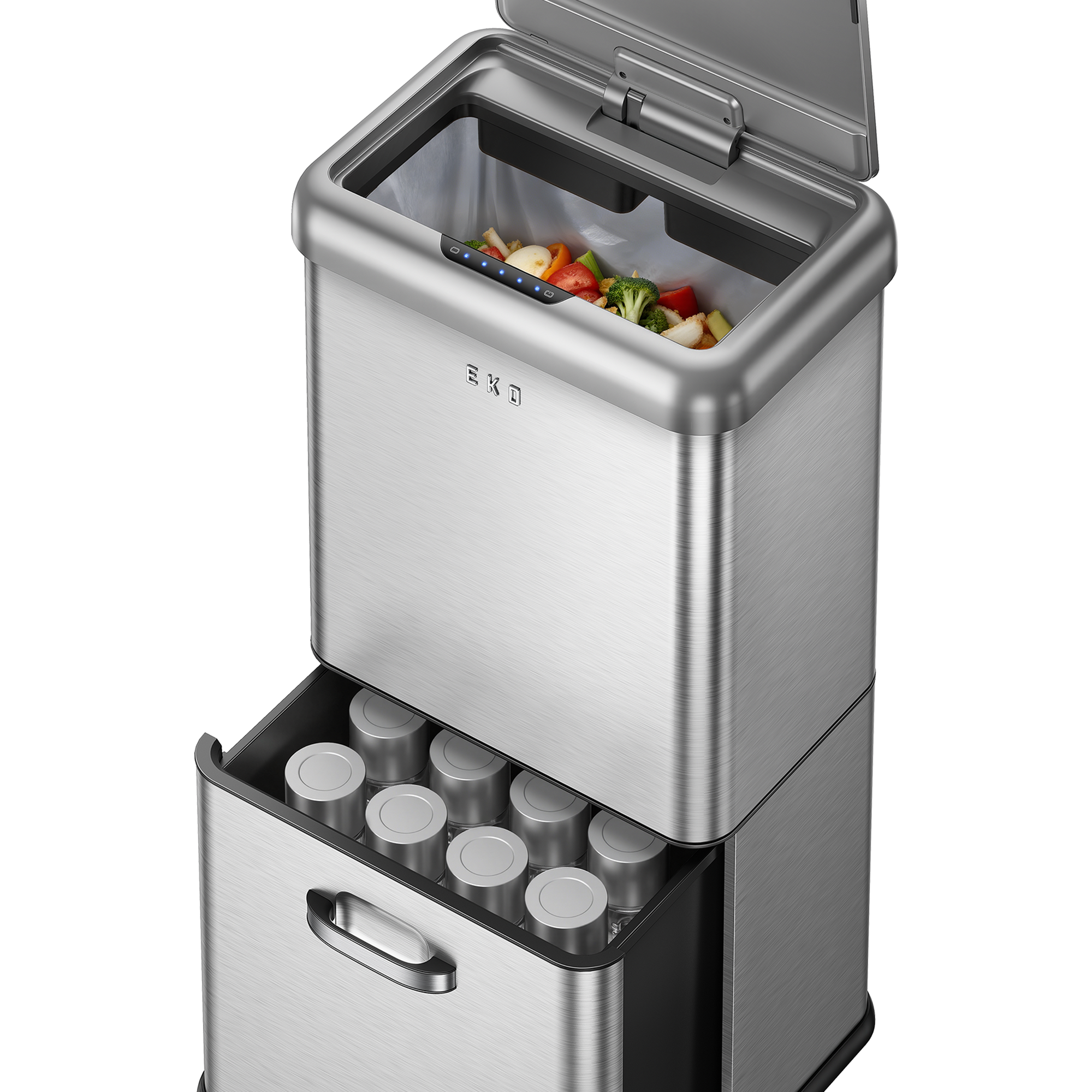 duo pedal bin Vintage Dual Compartment 32L + 18L Stainless Steel Motion Sensor Trash – Home by EKO