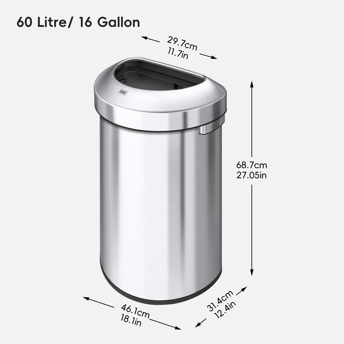 Urban Semi-Round Open Top Trash Can