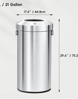 EKO Urban Round Open Top Can Commercial Grade – 90L / 23.7 Gal – Dimensions