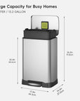 Neo-Cube 50 Liter / 13 Gallon Stainless Steel Step Trash Can