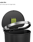 HANA Semi-Round 55L/ 14.5 Gallon Plastic Resin Step Kitchen Trash Can-Black