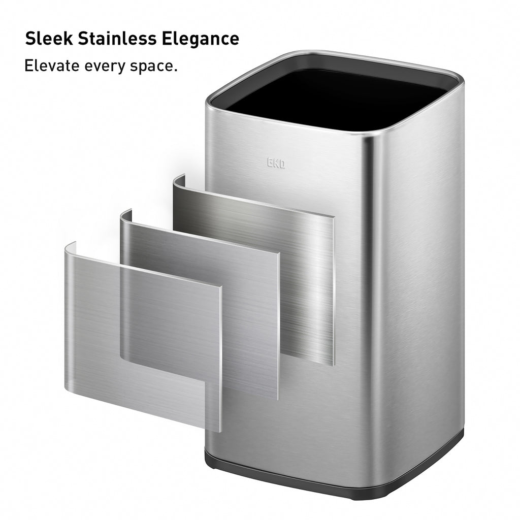 EKO Laguna Open Top Can with Nested Liner 2 Pack Combo Set - 7L+12L – Sleek Stainless Elegance