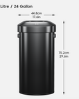 Urban Round Open Top Can Commercial 90L / 23.7 Gal - Black Stainless Steel