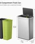 Econova 30L+30L Dual Compartment Motion Sensor Trash Can