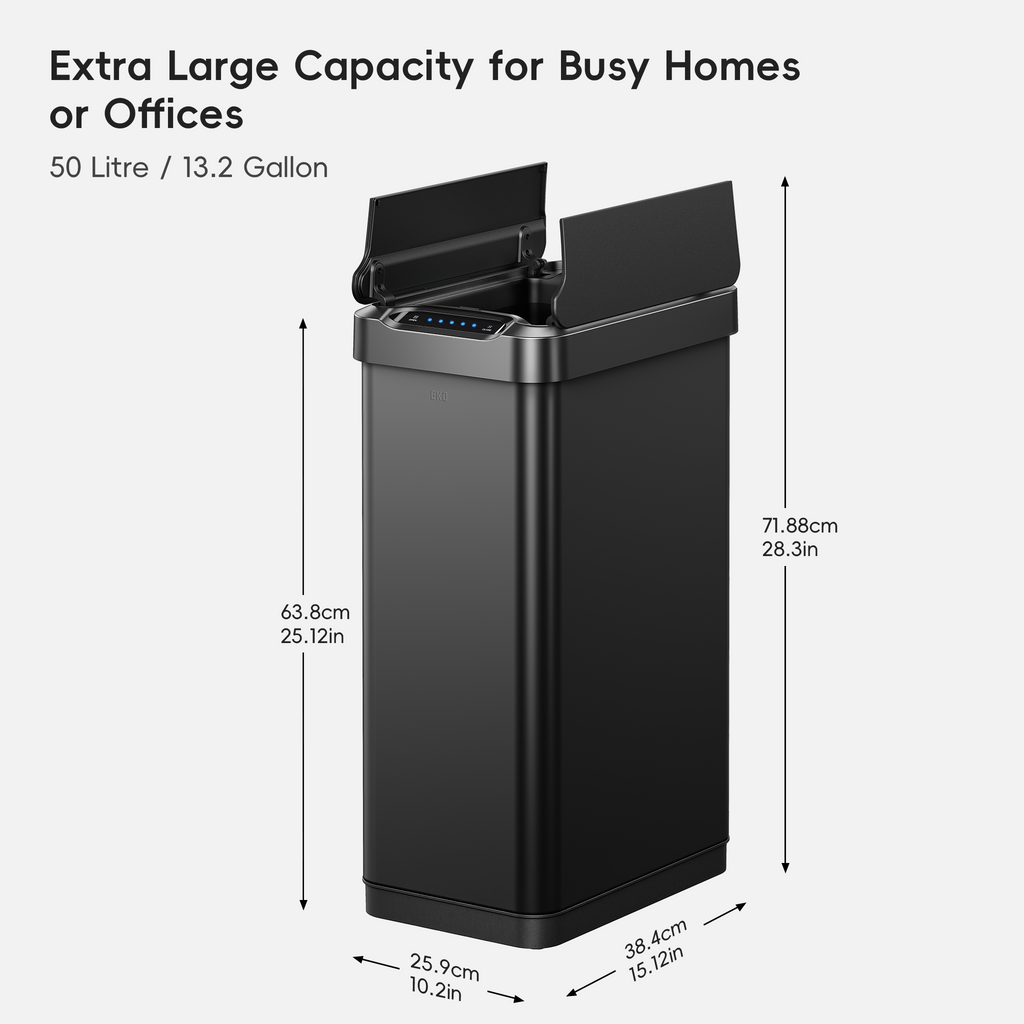 Phantom-T Motion Sensor Trash Can with Dual Wing Lid, 50 L
