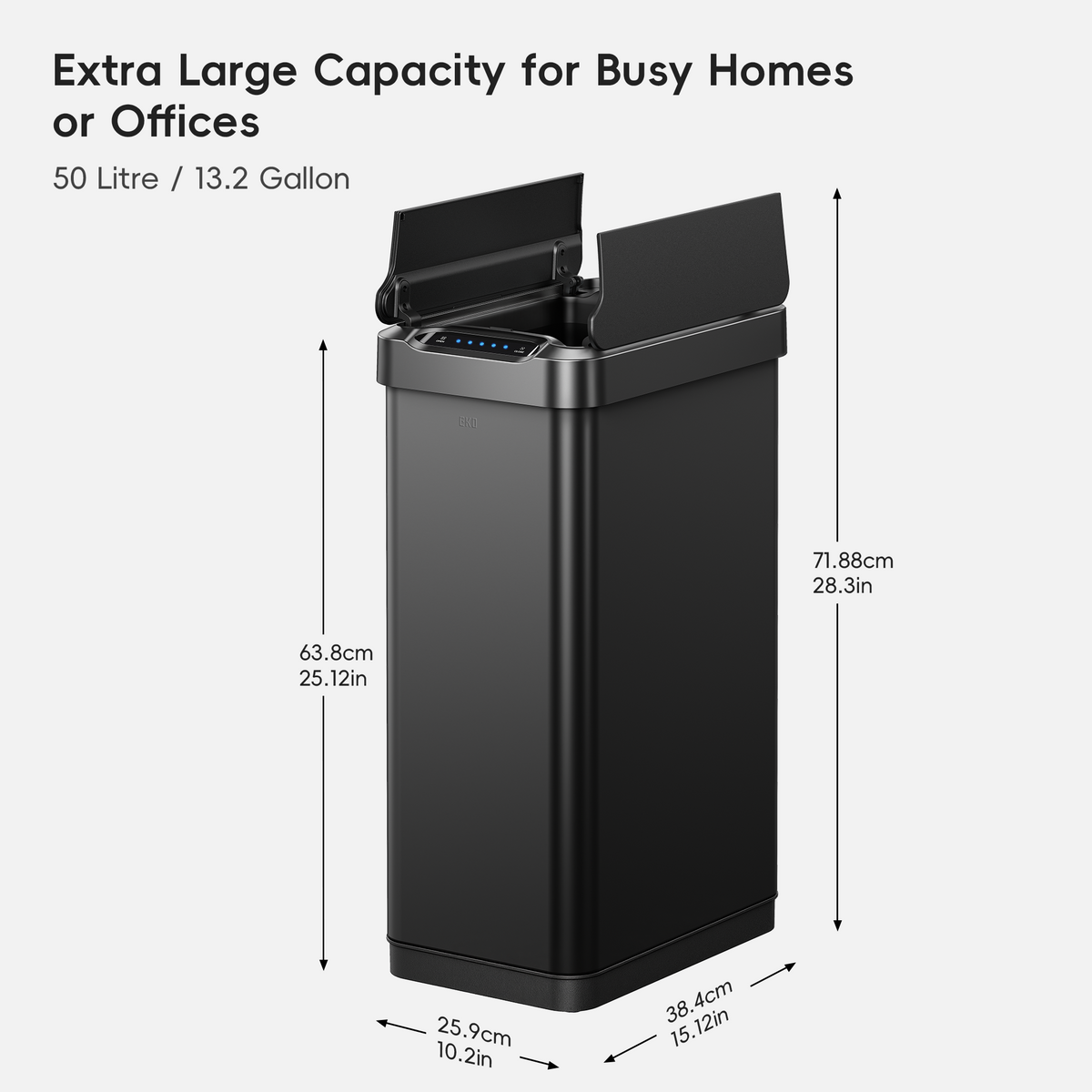 Phantom-T Motion Sensor Trash Can with Dual Wing Lid, 50 L