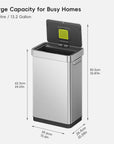Deluxe Mirage-T 50 Liter / 13 Gallon Motion Sensor Can - Matte Stainless Steel