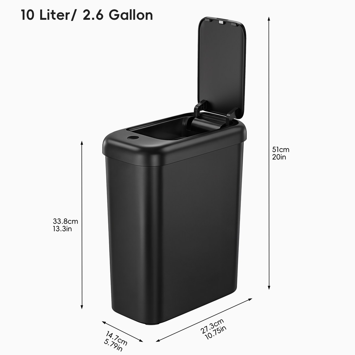 Morandi Slim Bathroom Trash Can, 10 L