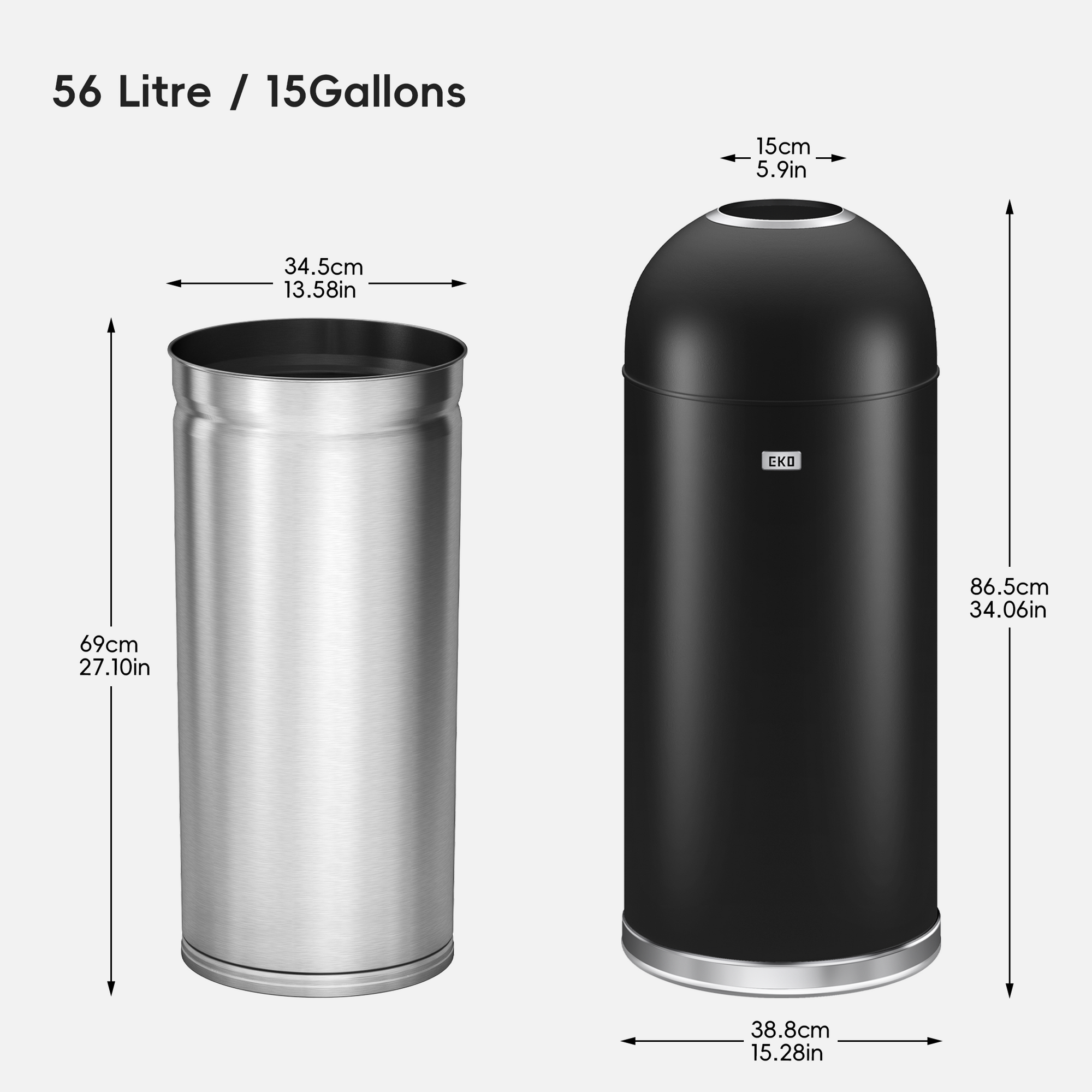 Eternal Round Open Top Can Commercial Grade – 56L / 14.7 Gal