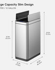 Deluxe Phantom Motion Sensor Trash Can Stainless Steel 45 L / 11.9 Gal