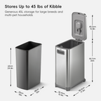 EKO 45 lb Stainless Steel Pet Food Storage Container with Lockable Airtight Lid