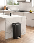 HANA 45L/ 11.9 Gallon Plastic Resin Step Kitchen Trash Can-Black