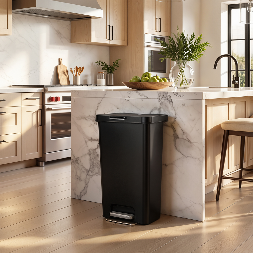 EKO 45L / 12 Gal Pet-Lock Kitchen Trash Can with Lid