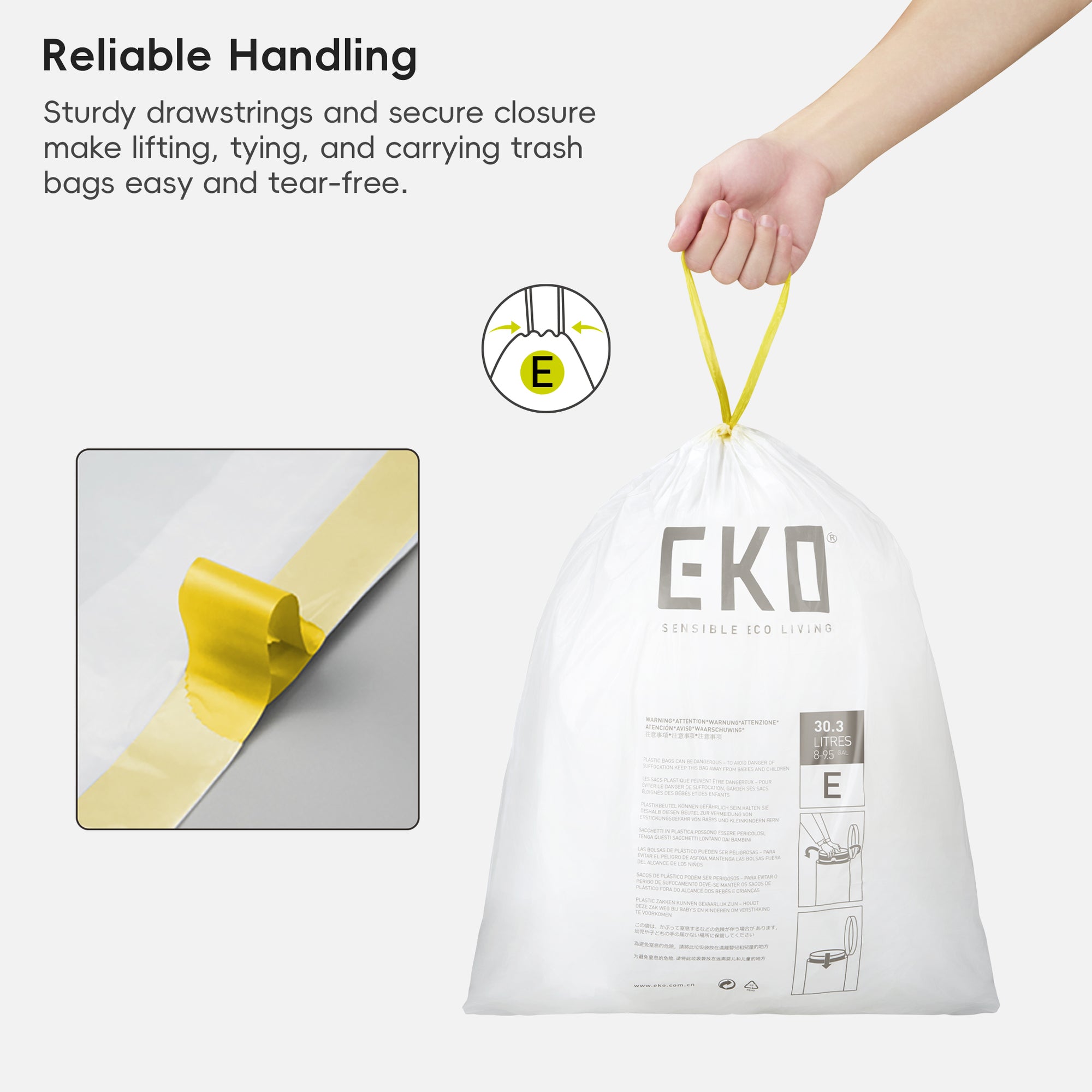 Code E - 8 Gallon Easy-Dispense Roll Trash Bag - 320 Count