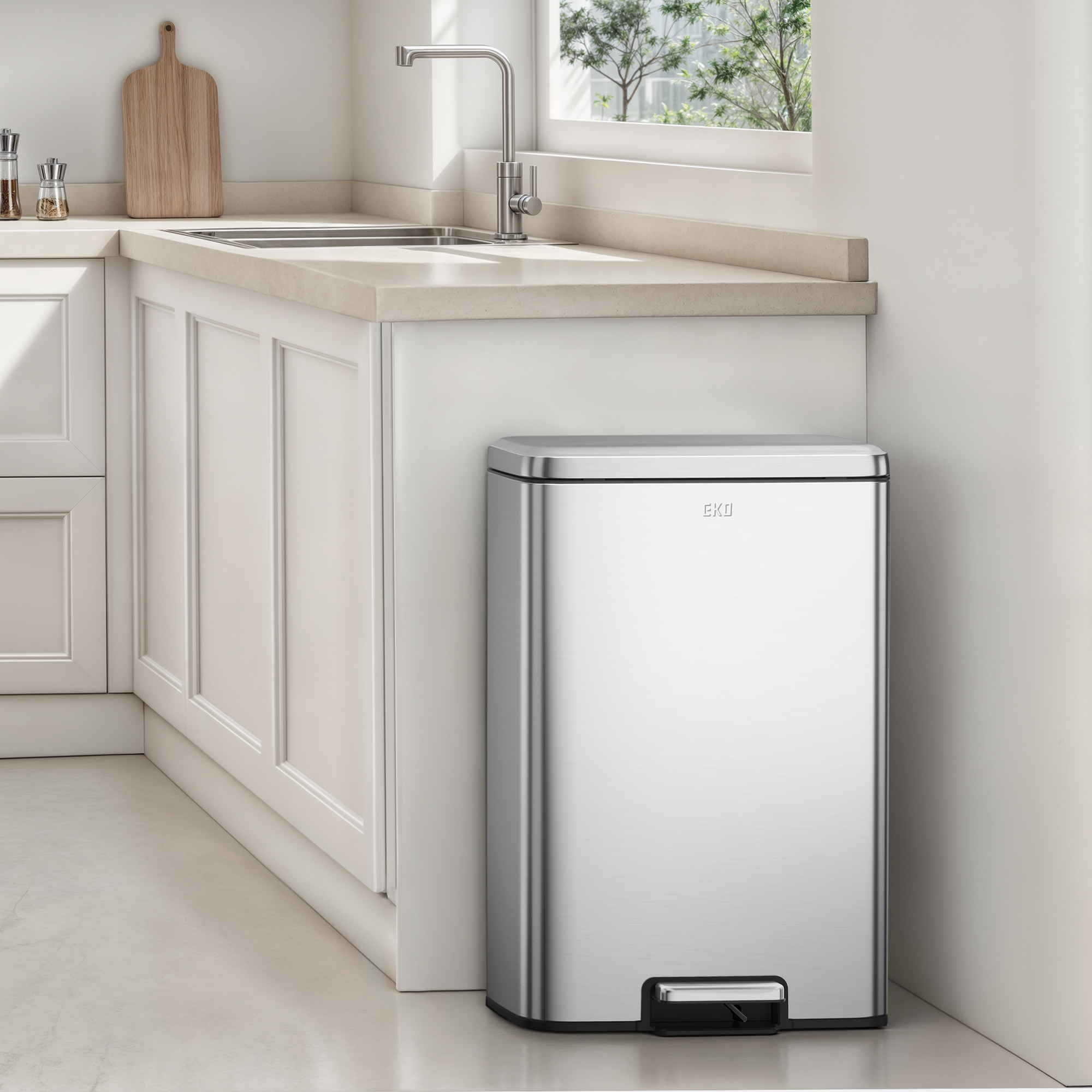 Maxwell Dual Compartment 20L+25L Step Trash Can, Brushed Stainless Maxwell Dual Compartment 20L+25L Step Trash Can, Brushed Stainless