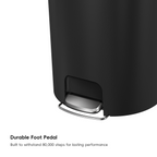 EKO HANA Semi-Round 55L/ 14.5 Gallon Plastic Resin Step Kitchen Trash Can-Black – Durable Foot Pedal