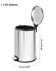 Essentials Serene Step Can - 5L/1.3Gal Stainless Steel