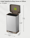 Hudson 50L / 13.2 Gal Step Can with Bag Compartment - Matte Stainless Steel