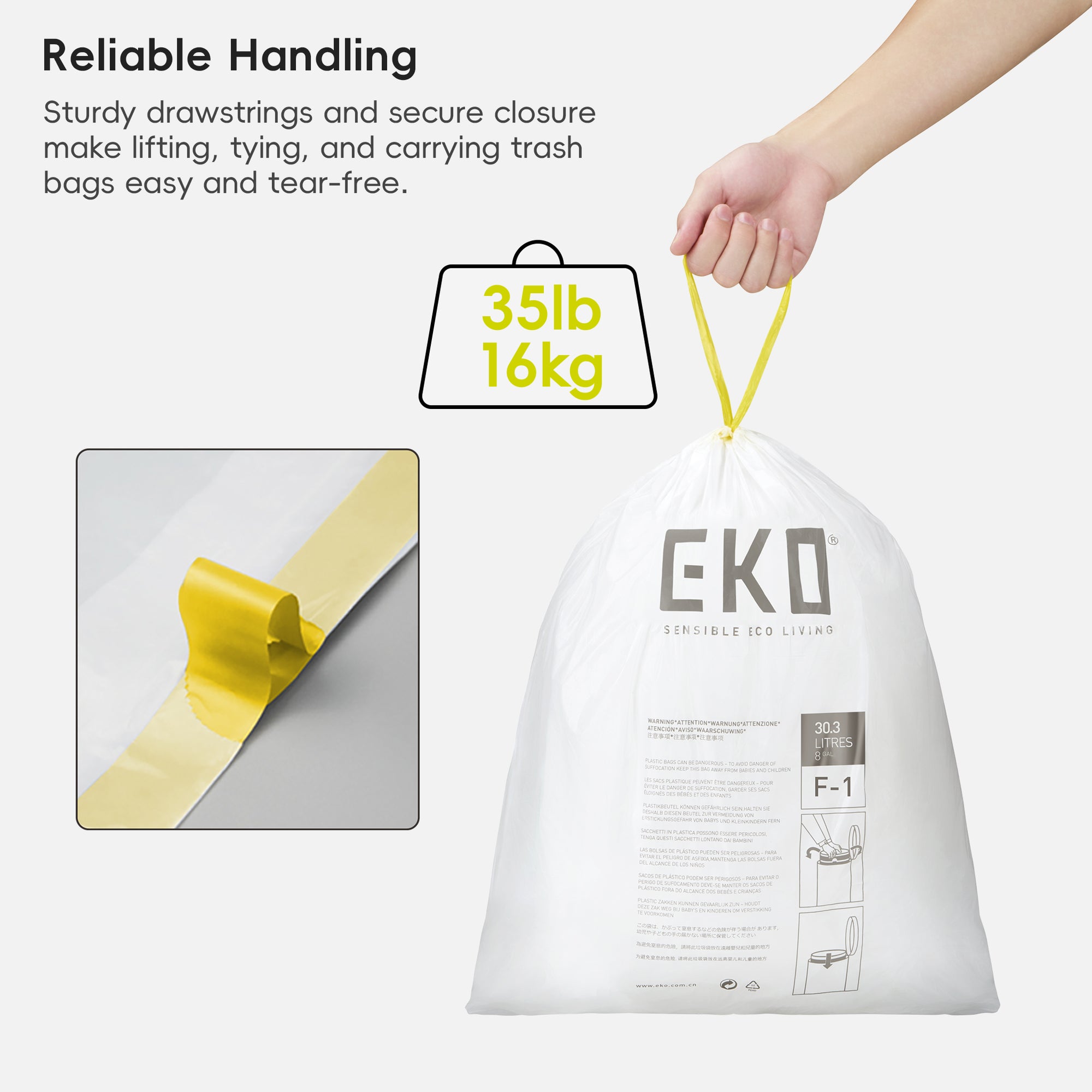 Code F-1 Slim - 8 Gallon Garbage Bags - 400 Count (30.3L)