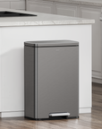 Madison Gunmetal Steel 50 Liter/13.2 Gallon Step Trash Can with Inner Liner