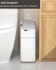 Bono Sensor Bathroom Trash Can with Lid - 8L/2.1 Gallon-White