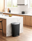 Hana Select 50L / 13 Gallon Plastic Resin Step Kitchen Trash Can - Black