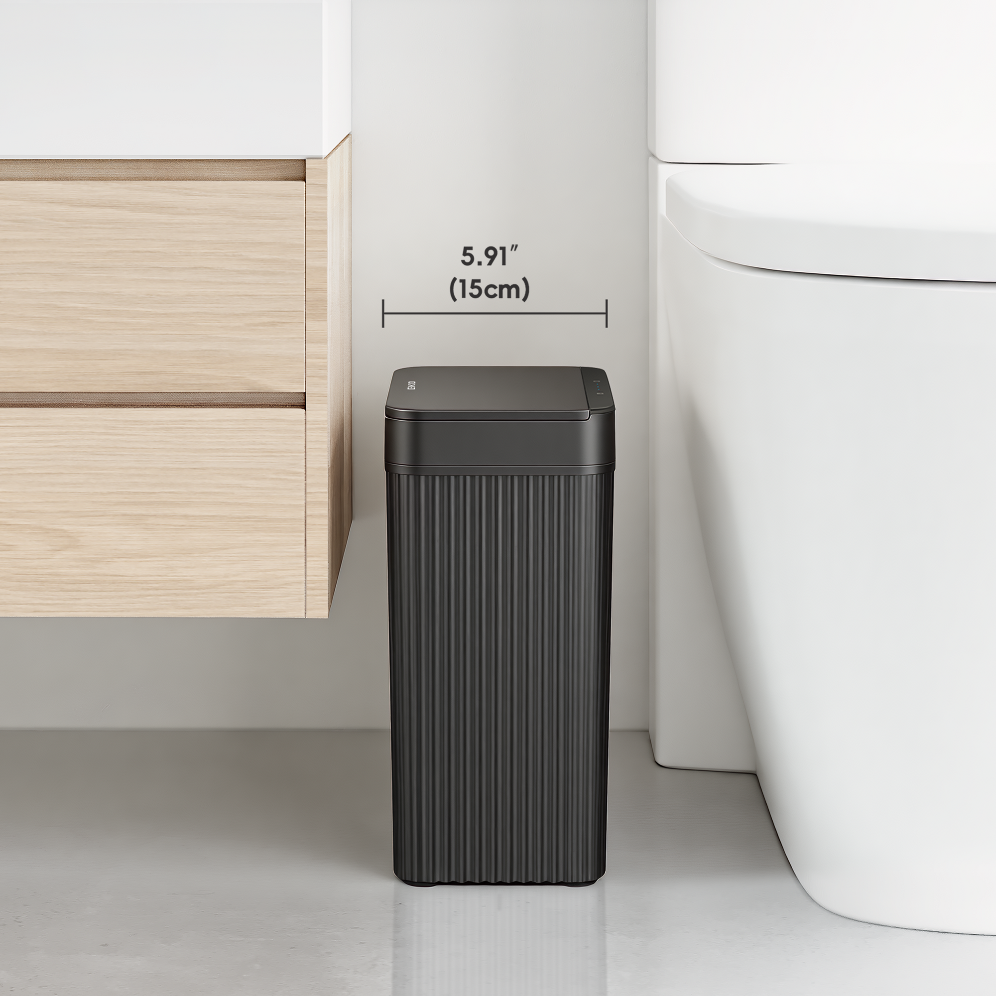 Brio 10L / 2.6 Gallon in Black Compact Design Motion Sensor Trash Can