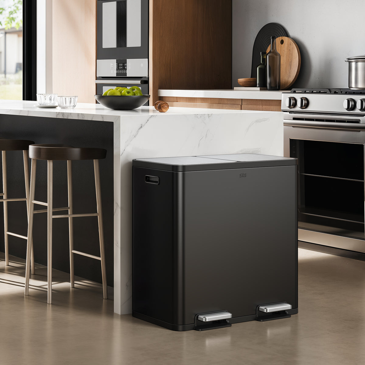 EcoCasa Plus Dual Recycling Trash Can, 40+40 L