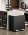 EcoCasa Plus 2 x 10.6 Gal Dual Recycling Trash Can for Kitchen-Matte Black
