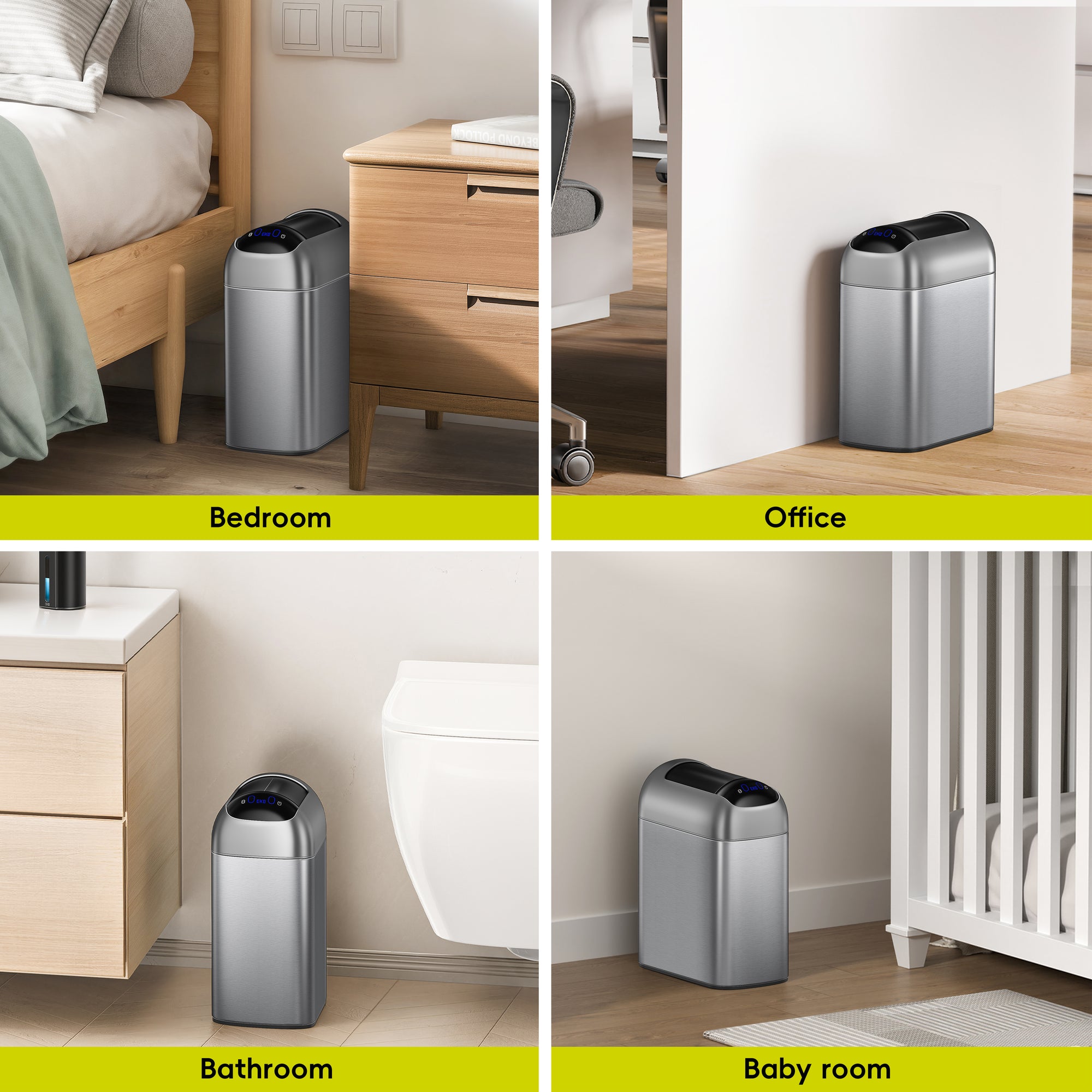 Astro  10L / 2.6 Gallon Slim Sensor Trash Can with Butterfly Lid-Matte Stainless Steel