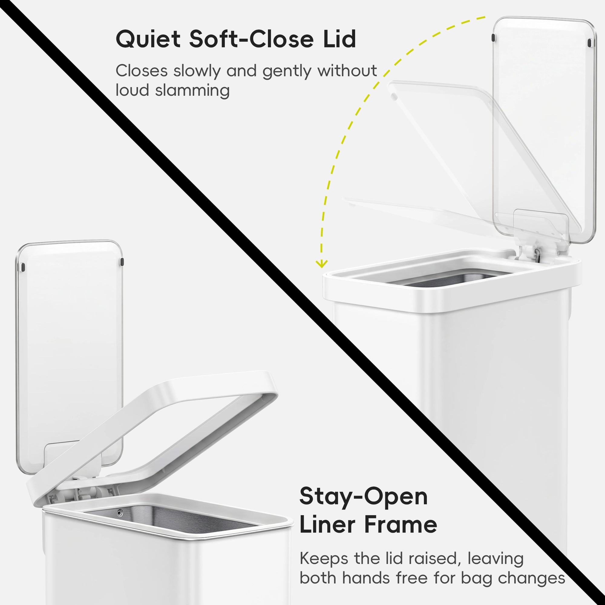 Hudson Slim 50 Liter / 13 Gallon Matte White Step Trash Can with Lid