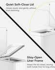 Hudson Slim 50 Liter / 13 Gallon Matte White Step Trash Can with Lid