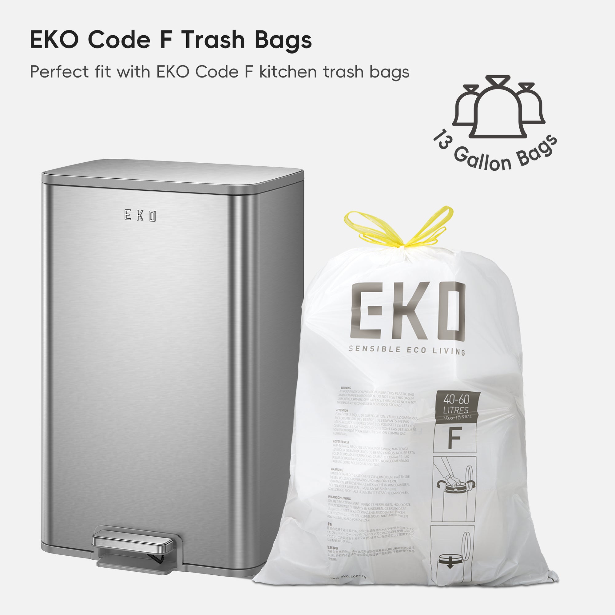 Marina  50 Liter / 13 Gallon Matte Stainless Steel Step Trash Can