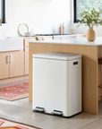 Edison 8+8 Gal Kitchen Trash Can with Dual Removable Liners-Matter White