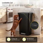 EKO 45L / 12 Gal Pet-Lock Kitchen Trash Can with Lid
